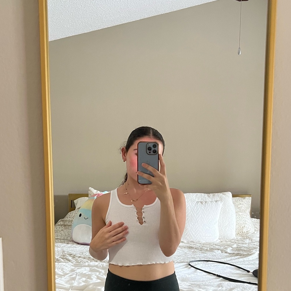 Basic white tee with cute detail